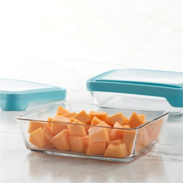 Anchor Hocking TrueSeal Rectangular Glass Food Storage with Mineral Blue  Lids